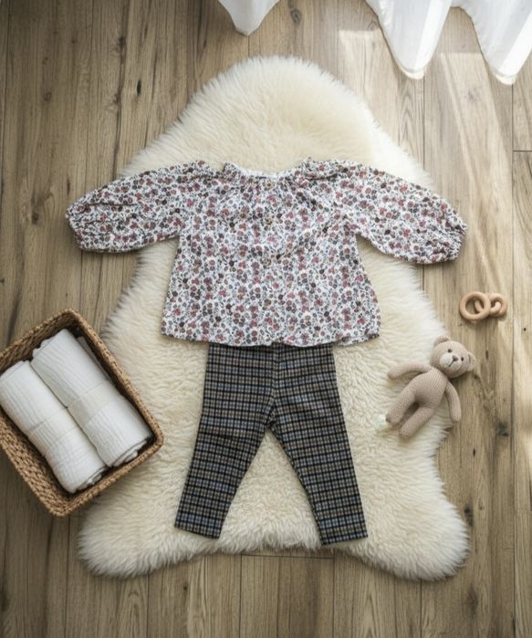 Przepiękny zestaw komplet bluzka legginsy vintage retro Zara 80