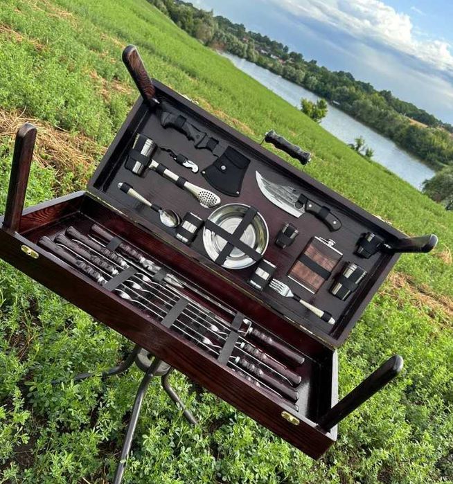 Набір шампурів в кейсі   набор шампуров   подарунок чоловіку  барбекю