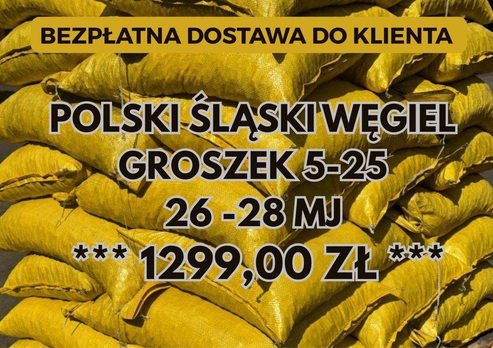 POLSKI WĘGIEL : GROSZEK 5-25, 26-28MJ - Transport Gratis !!!