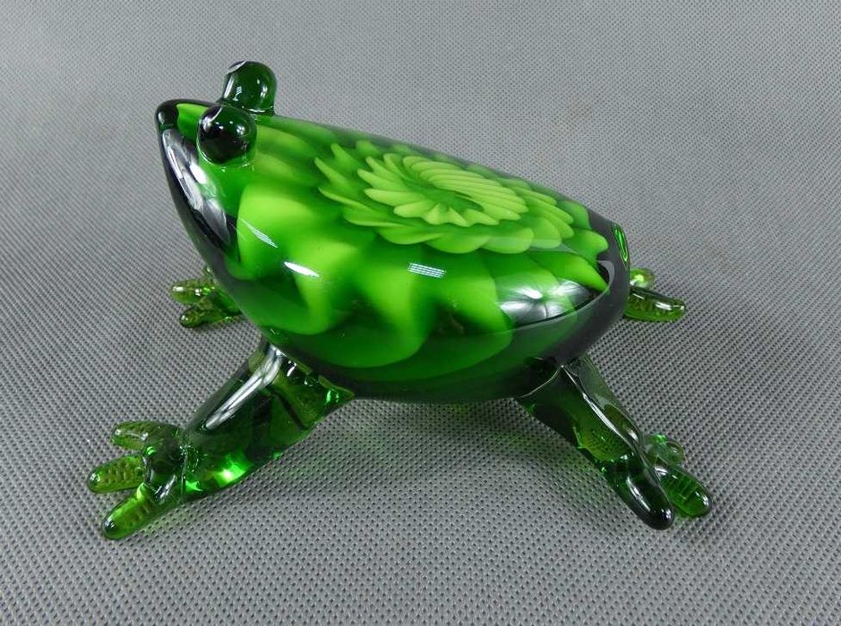 Figura ŻABA kucająca szkło MURANO figurka żabka FROG kwiat