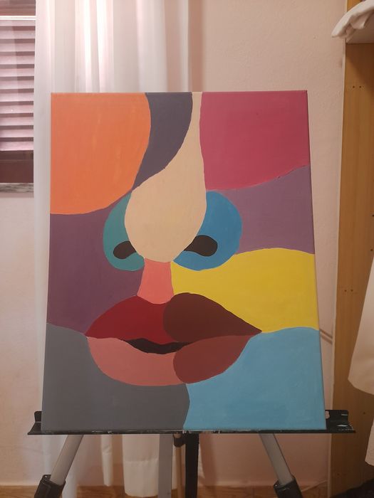 Pintura abstrata feita em tinta acrilica á mão