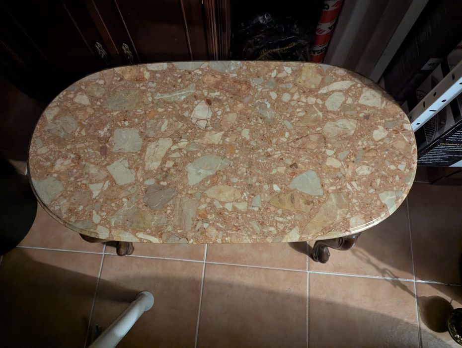 Mesa de centro de sala clássica em Madeira e Mármore