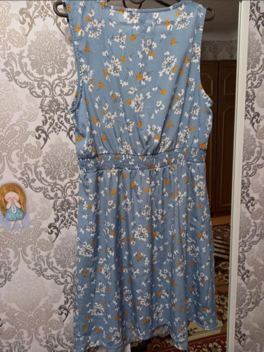 Сарафан літній сукня плаття у смужку в квіти на резинці для вагітних