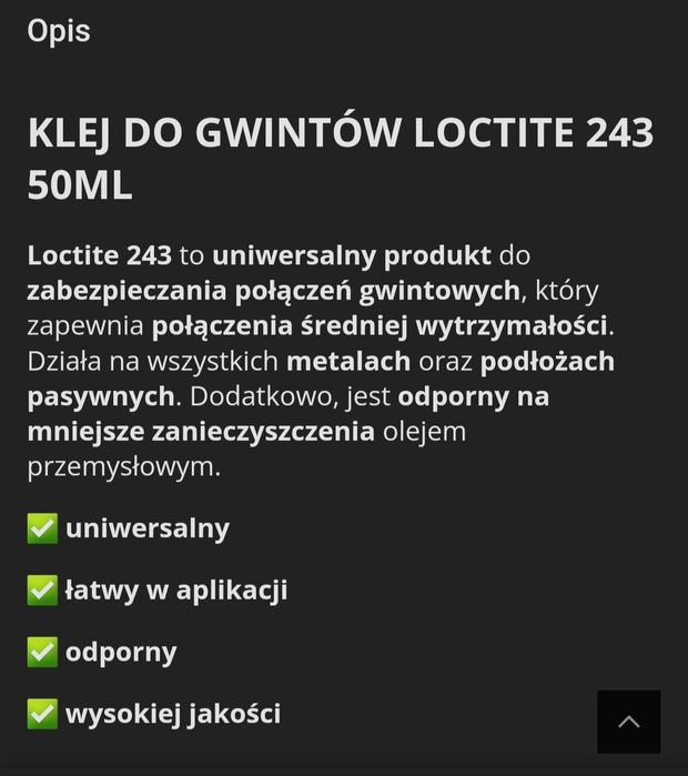 Klej do gwintów LOCTITE 640, 243, 278