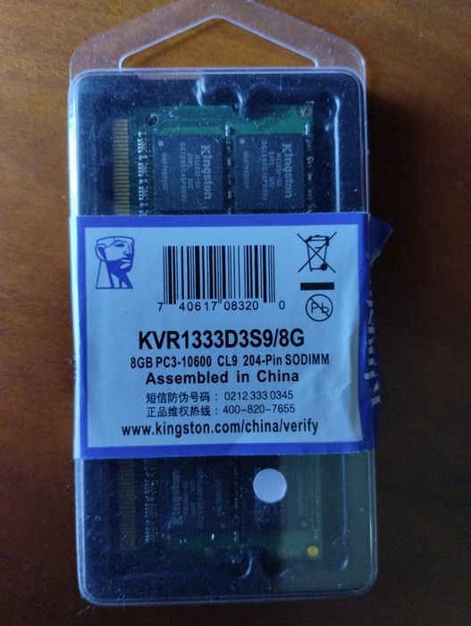Memória Ram DDR 3 Kingston kvr1333d3s9/8gb