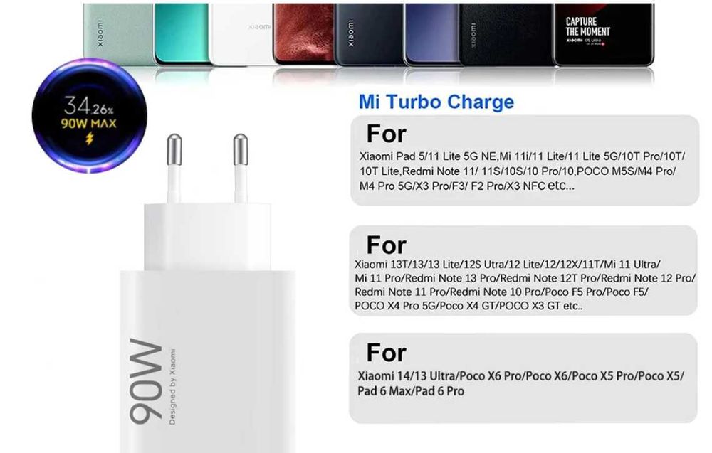 Зарядка турбо Xiaomi 90W Блок + кабель, MDY-15-EK Ксіомі ( оригінал )