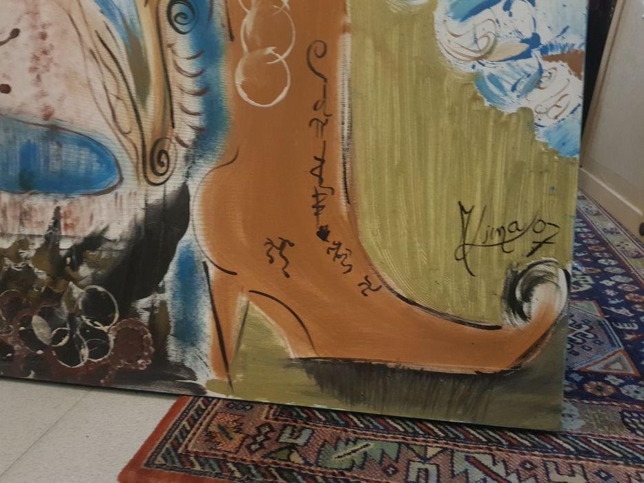 Grande tela decoração a oleo assinada Mina