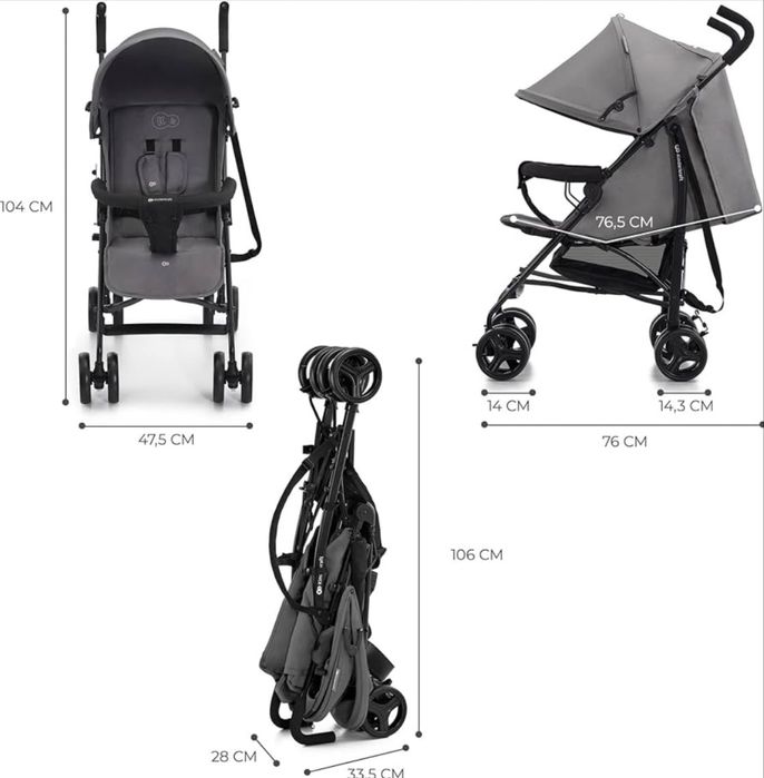 Carrinho de Bebé Kinderkraft TIK CINZA - Leve e Confortável + OFERTA