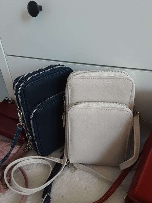 Torebka Italia NOWA Saszetka Rowerówka Portfel Beżowa Kremowa Ecru