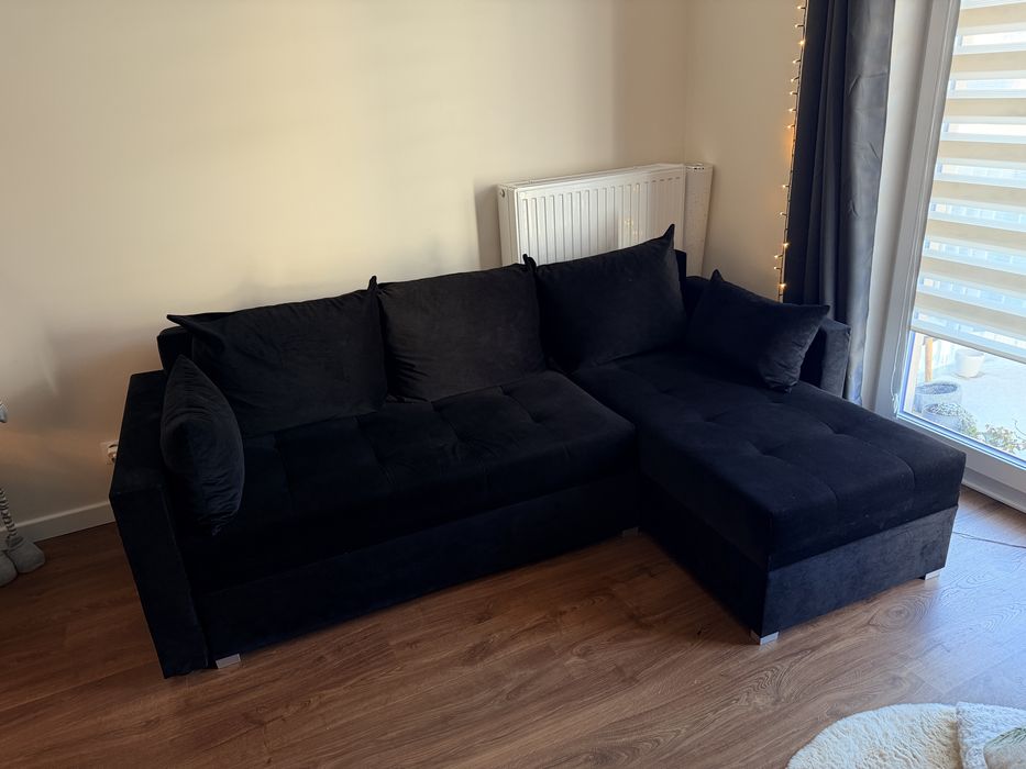 Narożnik Glamour Czarny Premium 220cm