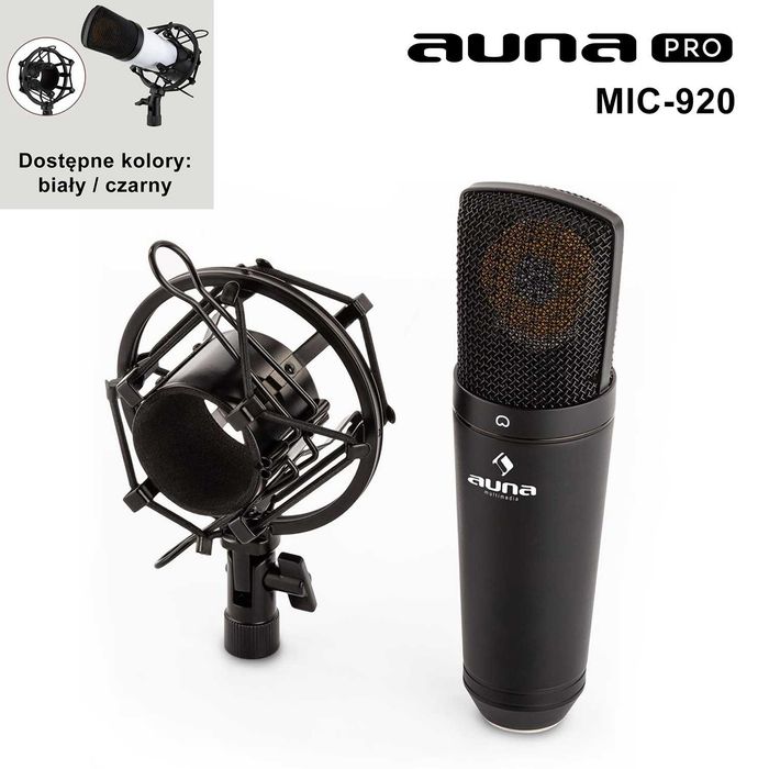 Mikrofon Pojemnościowy USB Auna Pro MIC‑920 Pająk, Etui, Kolory - Nowy