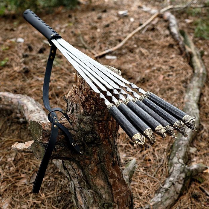 Набір шампурів "Полювальна шістка" в чохлі, набор шампуров на подарок