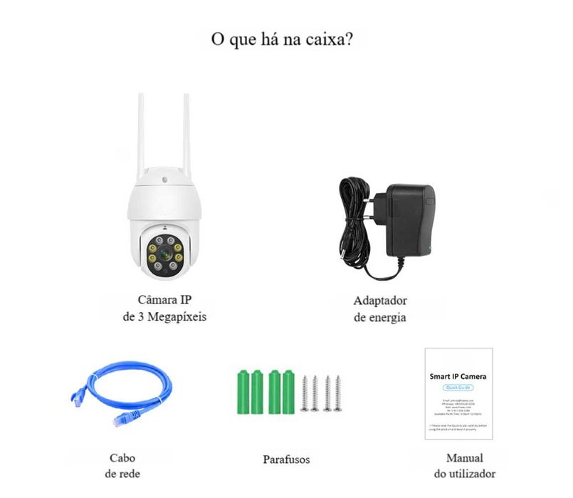 Câmara » PTZ » WiFi » 3MP » Exterior » IP66 » Áudio » Visão Noturna