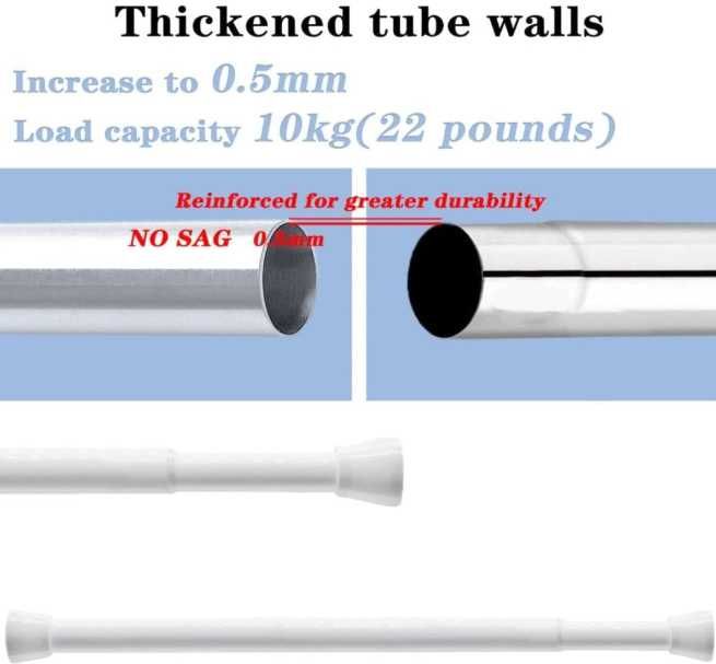 Drążek prysznicowy teleskopowy 170-260 cm czarny stal