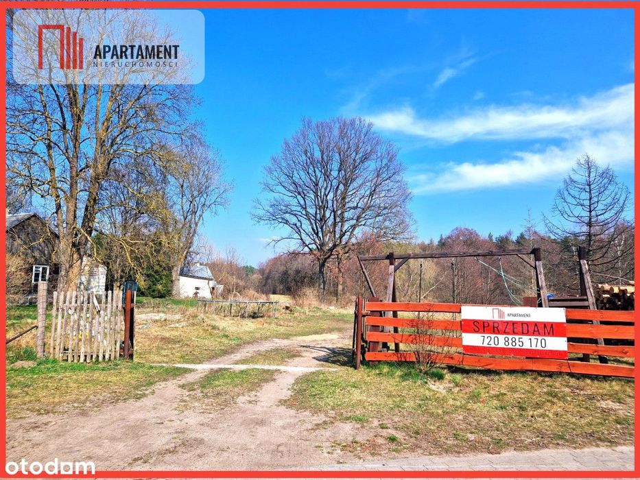 Urokliwa działka z linią brzegową rzeki Prusiny.