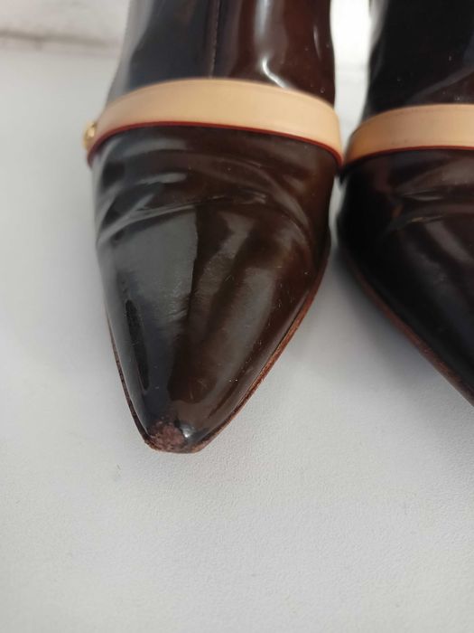 Buty botki lakierowane szpilki louis Vuitton