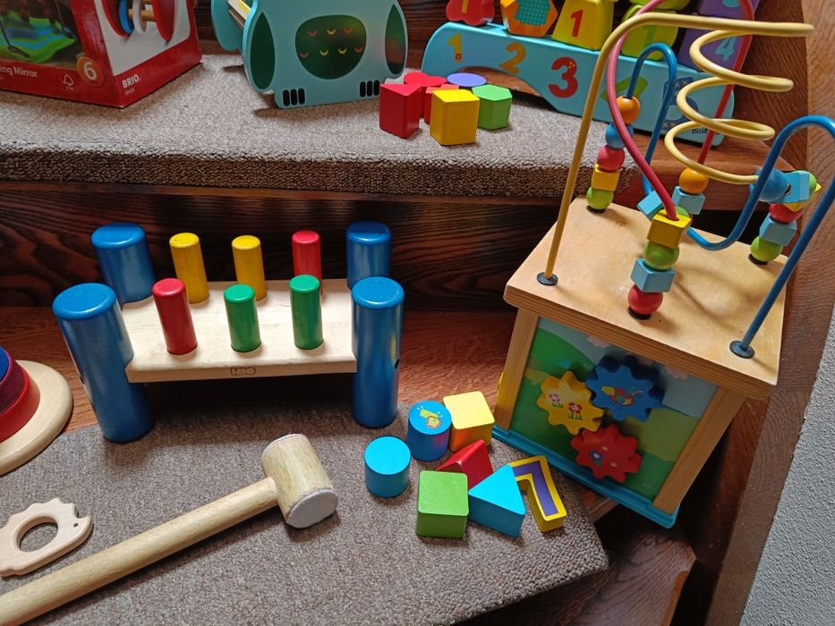 Zabawki drewniane tildo sorter brio wbijak klocki btoys przeplatanka