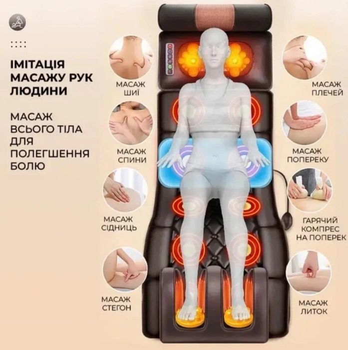 Матрас массажный электрический для спины, шеи, ног с подогревом