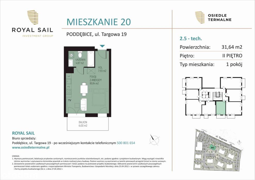 1-pokojowe mieszkanie 31m2 + balkon