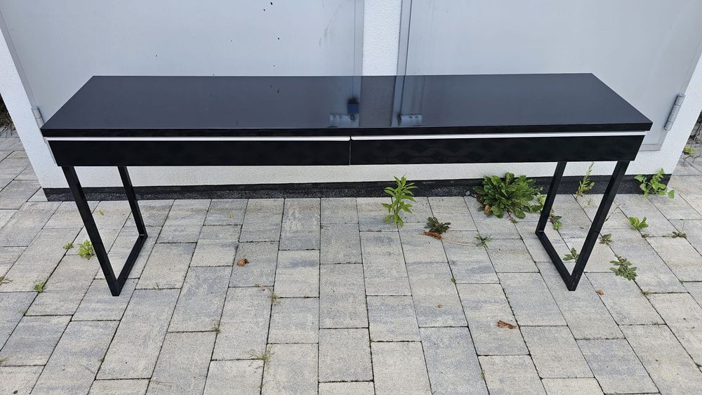 Biurko konsola IKEA Besta Burs czarny lakier połysk