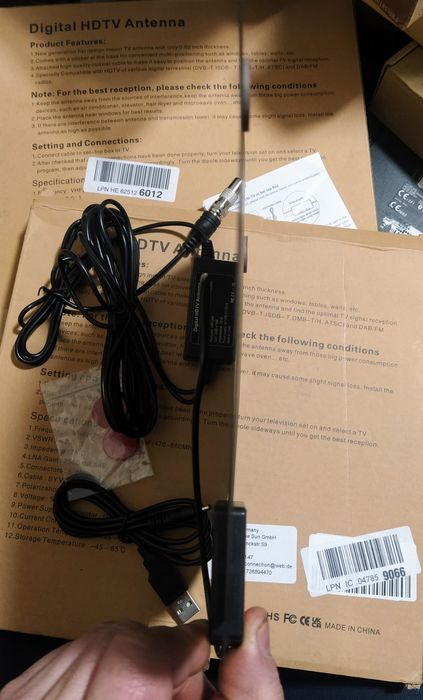 Антена активная с усилком для т-2  работает от юсб