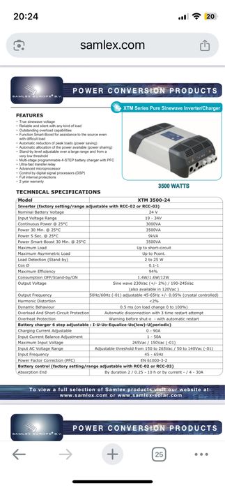 Hybrid photovoltaic inverter / charger XTM3500-24 (on-off grid)64284533915137124