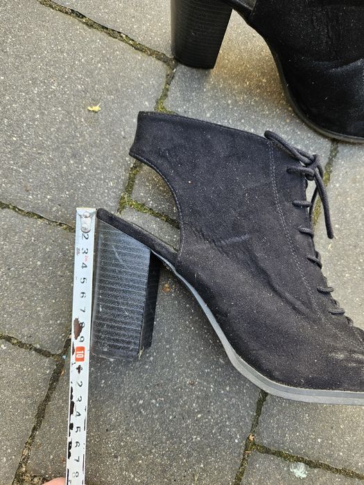 Czarne sandały na słupku buty damskie odkryte palce pięta 39