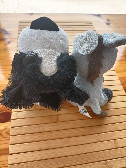 Lote 2 peluches animais cão + burro