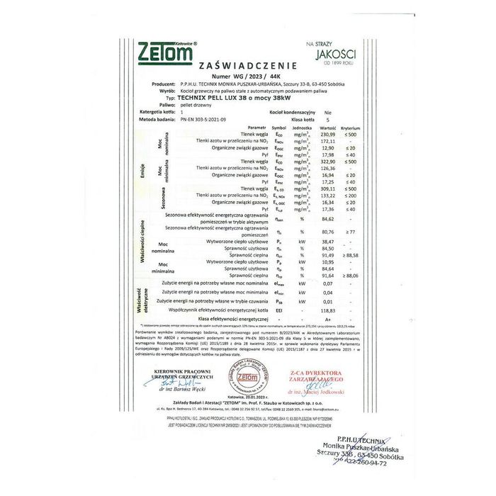 Kotły Kocioł Piec TECHNIX PELL LUX 38 kW na pellet - PRODUCENT