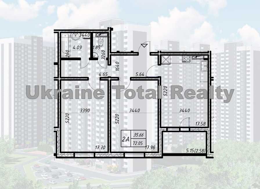2-кімнатна квартира за адресою вул. Коноплянська (площа 72 м²) - Atlanta.ua - фото 7