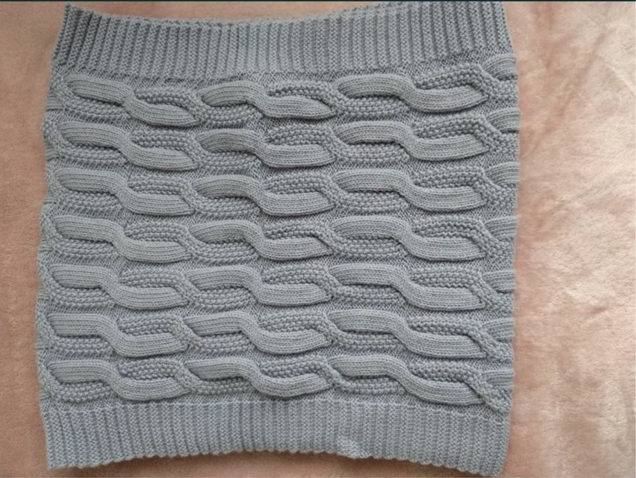 Женский шарф хамут темно-серый и сиреневый