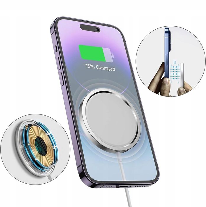 Szybka Ładowarka Indukcyjna MagSafe 15W do iPhone i QI kabel ładowania