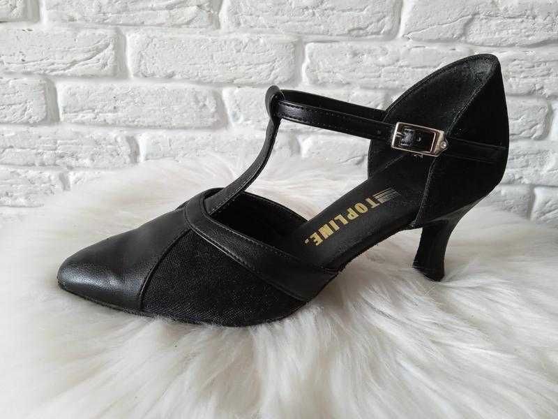 Английские черные туфли для бальных танцев topline