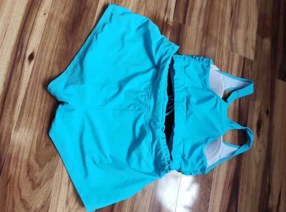Piękne turkusowe bikini bustier, 2 części, używane, r. 42, Bonprix