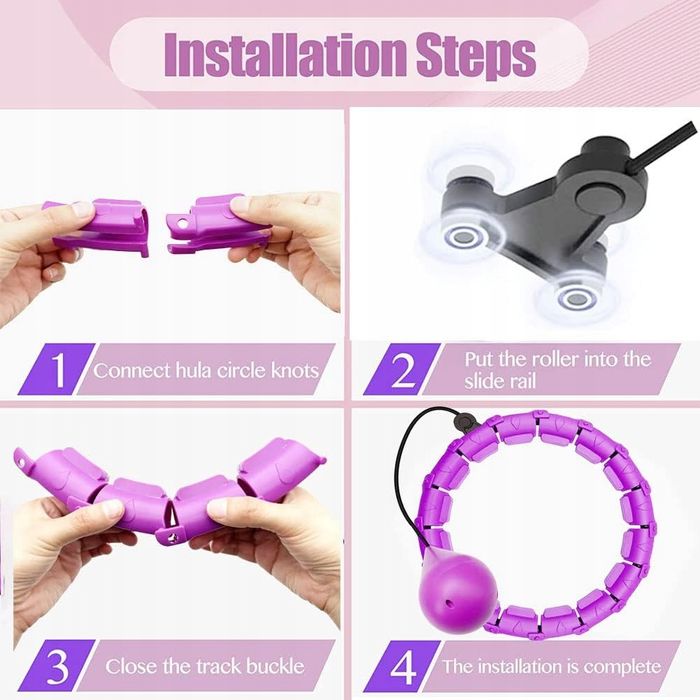 Regulowany hula hop z wypustkami i obciążnikiem HKESTLDO 24 el. fiolet