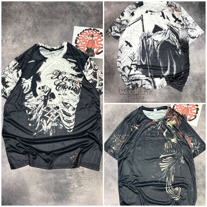НОВА L футболка sk8 y2k affliction type mma принт на спині