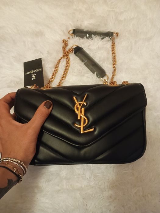 Torebka YSL czarną złoto Yves Saint.