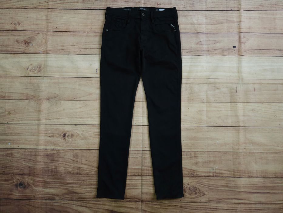 REPLAY Anbass Spodnie Jeans Męskie Czarne Hyperflex r. 32/32