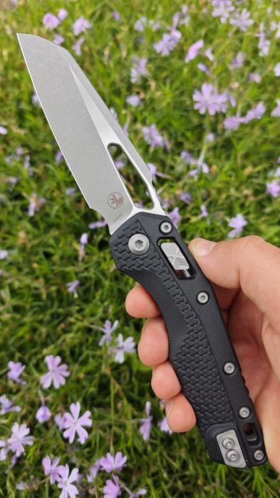 Складний ніж з якістю ювелірного виробу Microtech MSI S/E Tri-Grip Polymer Black StoneWash Apocalyptic Standard,преміум сталь,титановий бекспейсер нож