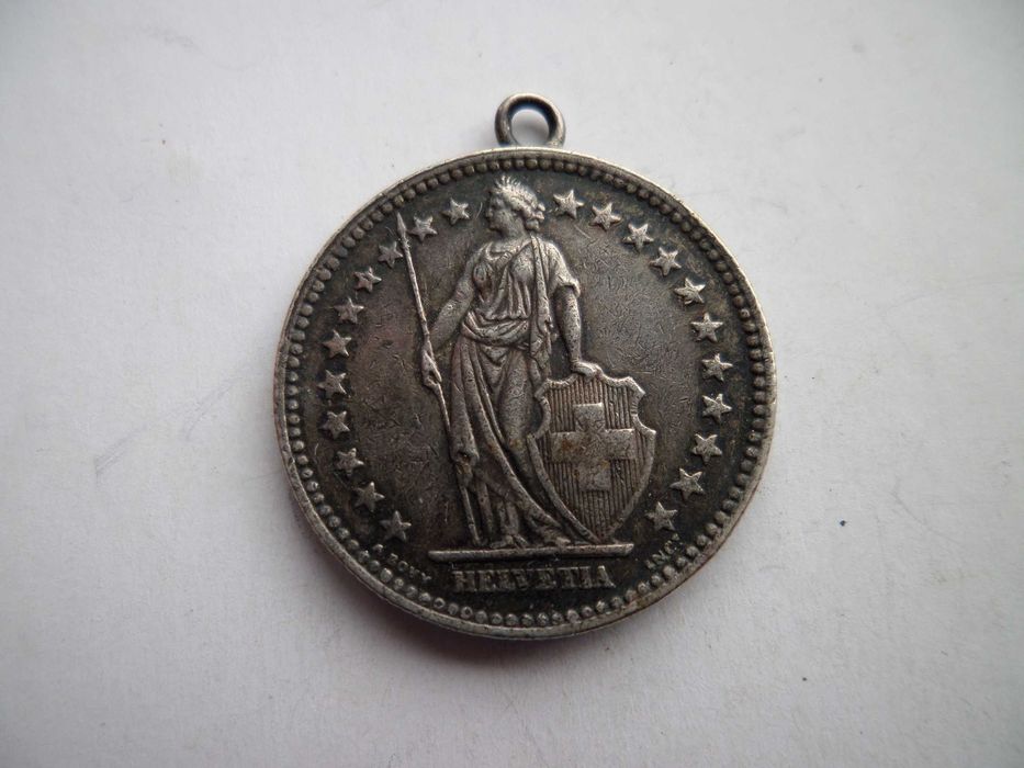 Pendente feito com moeda Suiça em Prata