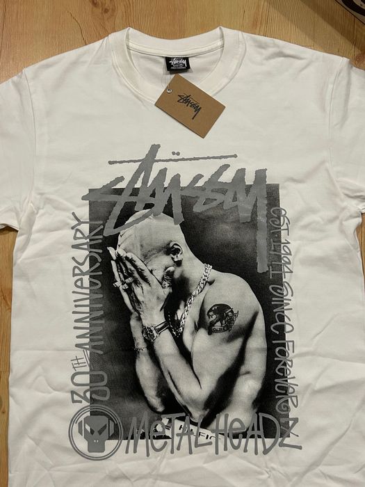 Koszulka stussy biała z nadrukiem