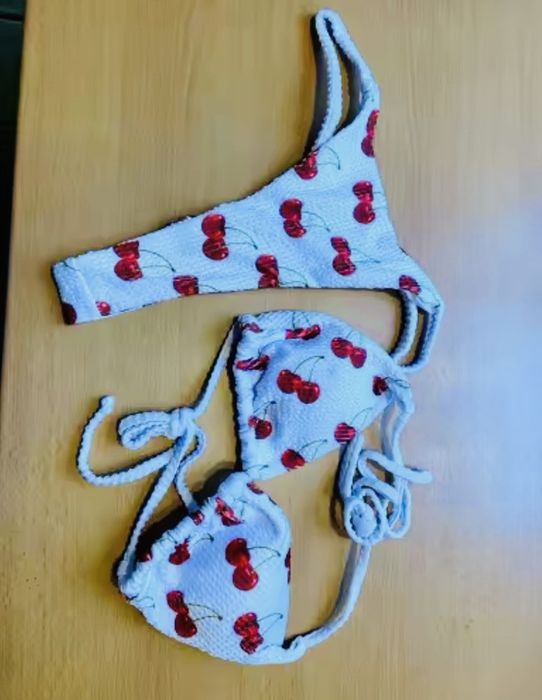 Купальник гарний сексуальний міні бікіні білий з малюнком