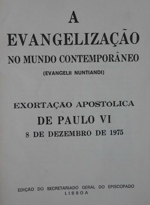 A Evangelização no Mundo Contemporâneo