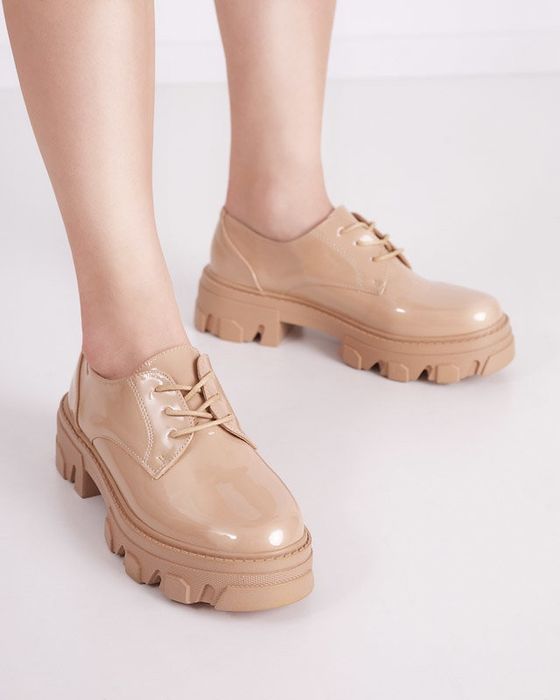 2 KOLORY 36 37 38 półbuty 39 lakierowane mokasyny na grubej podeszwie