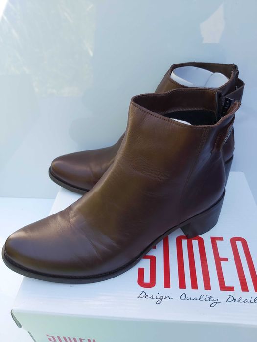 Buty SIMEN botki skórzane brązowe półbuty 40