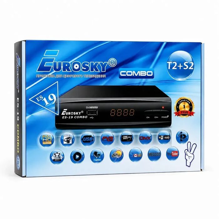 Цифровий комбінований ресивер T2/S2 Eurosky ES-19 Combo