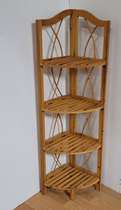 Półka narożna drewniana do łazienki pokoju regał kwietnik etażerka