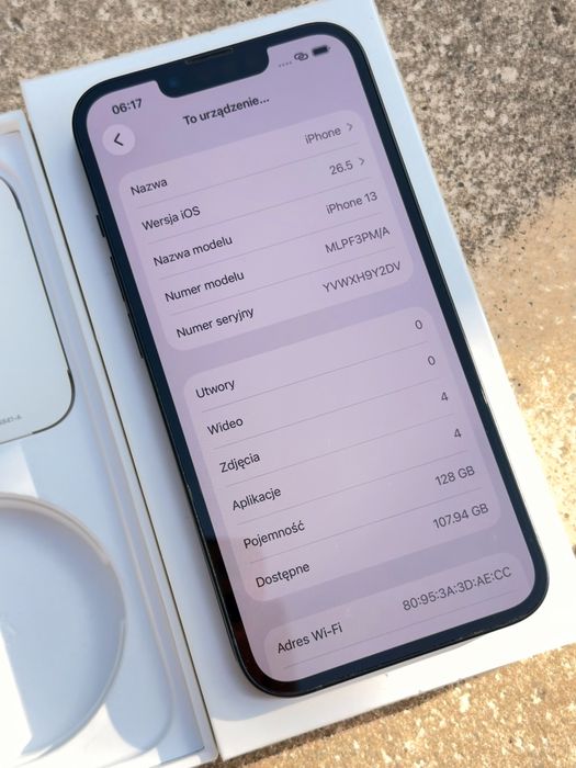 iPhone 13 Czarny - z pudełkiem, kondycja 97%, ładny stan
