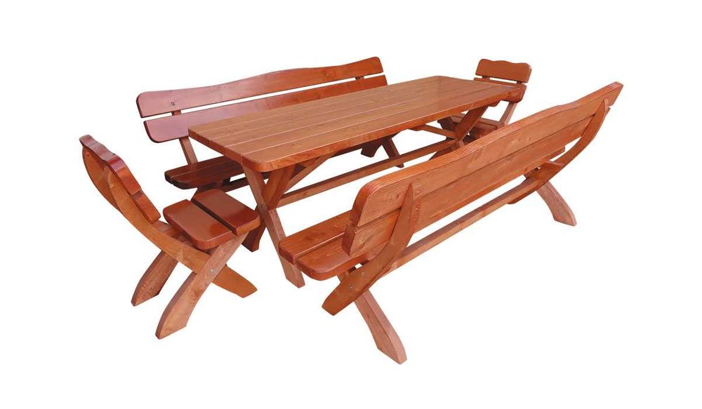 Meble Ogrodowe Drewniane Zestaw Komplet Altana Ogród 200 Cm Grubość4,5