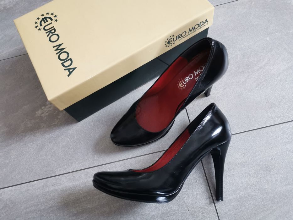 Szpilki Skórzane 37 Euro Moda Tomex skóra czółenka buty Lakierowanie